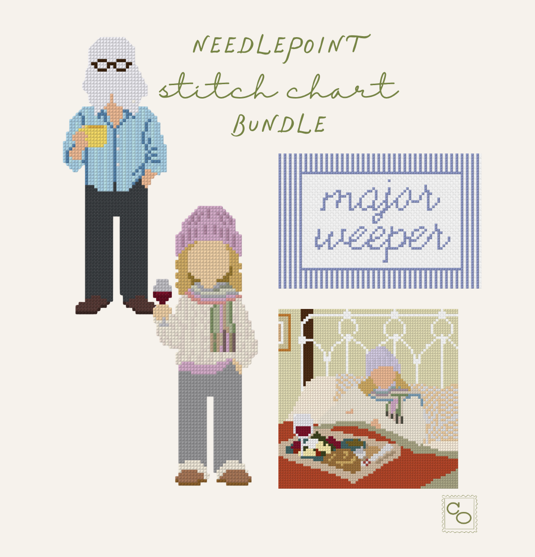 Cottage Girl: Needlepoint Stitch Chart Bundle